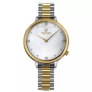 Westar Zing Crystal Accents Двухцветная нержавеющая сталь Белый перламутровый циферблат Кварцевые женские часы 00135CBN111