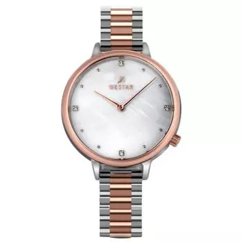 Westar Zing Crystal Accents Двухцветная нержавеющая сталь Белый перламутровый циферблат Кварцевые 00135SPN611 Женские часы