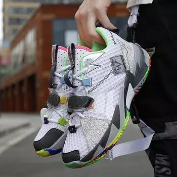 Westbrook Fashion Rainbow Баскетбольные кроссовки Мужские дышащие высокие баскетбольные кроссовки Уличные уличные кроссовки Унисекс 36 белый