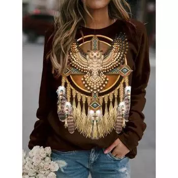 Western Aztec Ethnic Hoodies Bohemian 3D Print Толстовки Women Streetwear Long Sleeve Y2k Hoodie Pullovers Tops Women Clothing S