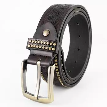 Western Cowboy Cowhead Belt - Retro Punk Style for Men XL (125cm)