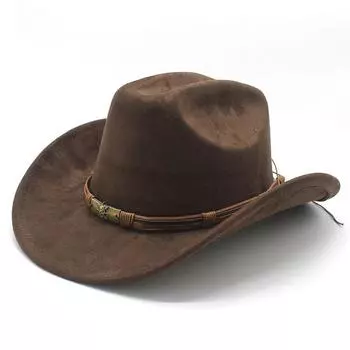 Western Cowboy Hat Woolen Top Hat Punk Riding Hat Hidden Curl Top Hat M56-59cm