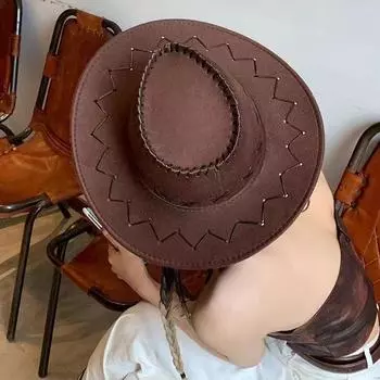 Western cowboy straw hat knight hat men and women summer travel visor casual European and American outdoor cowboy hat wholesale M56-58cm бежевый