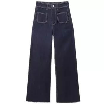 Western Style Autumn and Winter New Fashion Women clothes Navy Style Pocket Patch Decoration Jeans 7513255 407 As shown in pictures XS