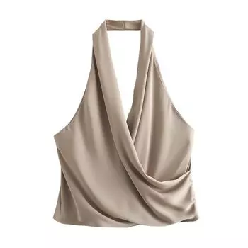 Western Style Autumn and Winter New Women clothes Design Versatile Silk Satin Texture Neck Collar Top 7969240 737 Brown L