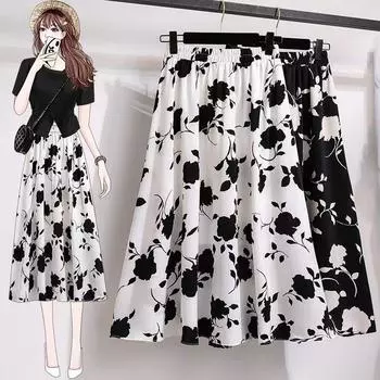 Western Style High Waist Slim Looking Summer Swing Skirt 2023 White 5XL