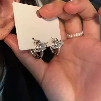 Western Style Internet Hot Women s Fancy Ear Studs Silver Planet earring