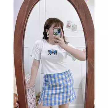 Western Style Self-Made European and American Style Butterfly Loose T-shirt for 200 White [In Stock]] XL