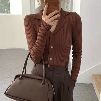 Western style spring and autumn temperament, wearing a sweater for women, slimming and slimming, long sleeved knitted cardigan one size чёрный