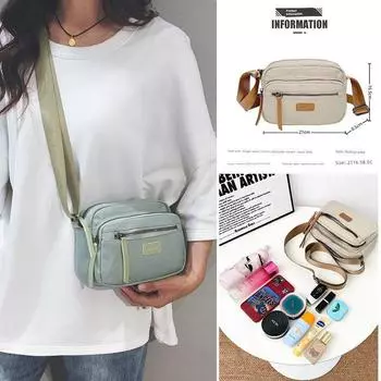 Western Style Stylish Textured Nylon Oxford Cloth Crossbody Bag 2461# Green