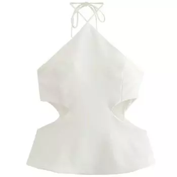 Western Style Summer Fashion Trendy Women clothes All-Match Open Design Neck Collar Top 7853707 250 White M