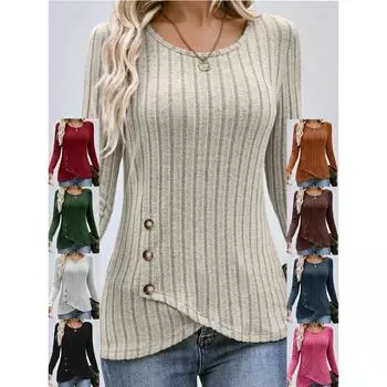 Western Style Women s Autumn Waist Cinched Round Neck Tight Long Sleeved Shirt S