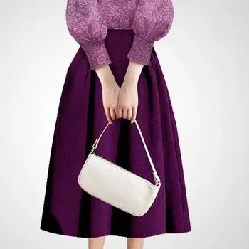 Western Style Work Clothing Purple Large Swing Skirt Print Shirt Purple (one-piece skirt) L