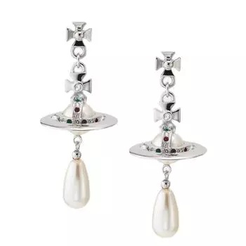 Westwood Earrings Pearl Saturn Retro Jewelry Women Gifts Diamond Color