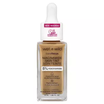 Wet n Wild, Barefocus, Niacinamide Skin Tint, 1116323 Toffee, 32ml (1.08fl oz)