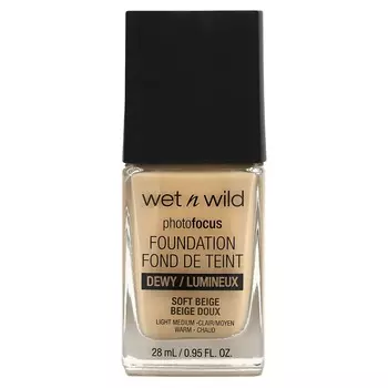 wet n wild, photo focus foundation, dewy, soft beige, 28ml (0.95fl oz)