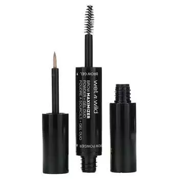 wet n wild, средство для бровей Brow Maximizer, дуэт пудра + гель, нейтрально-коричневый, порошок - 0,8 г (0,8 г), гель - 3,5 мл (0,11 жидких унций)