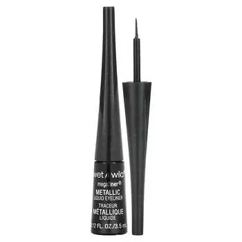wet n wild, жидкая подводка для глаз MegaLiner с эффектом металлик, космический черный, 0,12 жидких унций (3,5 мл)