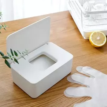 Wet Wipes Dispenser Holder with Lid Black Dustproof Tissue Storage Box for Home Office Store чёрный