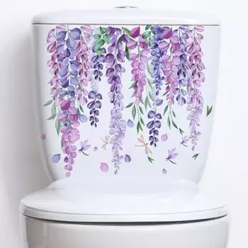 ветка цветочная лоза креативный DIY дизайн туалетная наклейка для очаровательного декора ванной комнаты фиолетовый