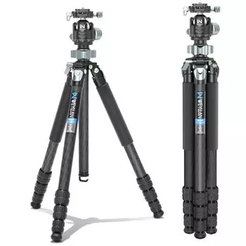 WEYLLAN Carbon Fiber Lightweight and Telescopic 25kg Load Reversible Center Flexible 179cm Telescopic Compatible with Digital and Smartphones Tripod,