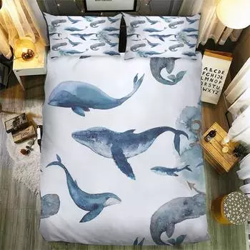 Whale Bettwsche Set Doppel Knigin Knig Luxus Bett Kleidung Einzigen Twin Voll Gre Bettbezug-set Mit Kissenbezug Fr Erwachs EU single(135x200cm)