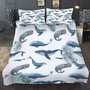 Whale Bettwsche Set Doppel Knigin Knig Luxus Bett Kleidung Einzigen Twin Voll Gre Bettbezug-set Mit Kissenbezug Fr Erwachs EU single(135x200cm)