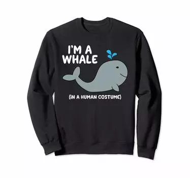 Whale Costume Funny Halloween Graphic Cute Gray Whales Sweatshirt
