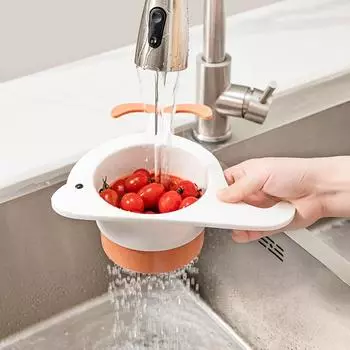 Whale Retractable Sink Drain Basket Adjustable Fruit Vegaetable Washing Drainer Box Leftovers Residue Filter оранжевый