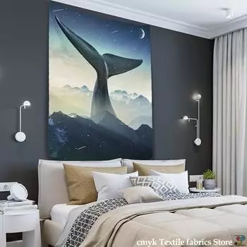 Креативный гобелен с принтом «Хвост кита», настенное гобеленовое полотенце из полиэстера, коврик для пикника, скатерть, декор для гостиной и дома 95x70CM