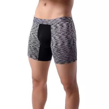 [Whaninti] длинные боксеры мужские трусы-боксеры с открытым передом Впитывают пот и быстро сохнут Свободный дизайн всесезонный черный S