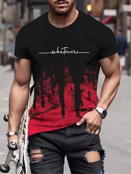 Футболка с круглым вырезом и градиентным принтом Whatever для мужчин, модная повседневная футболка с коротким рукавом, мужская футболка для летних выходов, винтажная одежда 90-х годов XXS