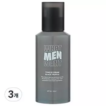 Whatman Want Men s Black Truffle Tone-Up Cream SPF50+ PA++++ 50мл, телесный цвет, 3 шт., Лучшая мужская косметика Кореи