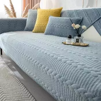 Wheat Grain Milk Velvet Sofa Cushion Autumn and Winter Warm Cushion Solid Color Thickened Sofa Cover with Anti Slip Covers 70x70cm