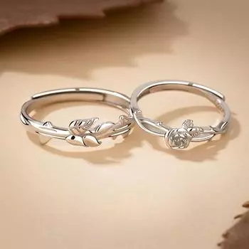 Кольца для пары из пшеничной розы S999 чистого серебра, модное темпераментное универсальное кольцо, кольцо из стерлингового серебра с открывающимся дизайном opening adjustable