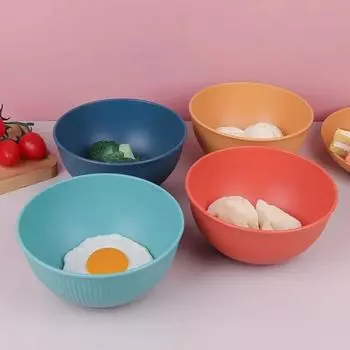 Полосатая миска из пшеничной соломы, пластиковая миска, бытовая кухня, миска для рисовой лапши, студенческое общежитие, простая лапша быстрого приготовления жёлтый