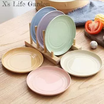 Wheat Straw Tableware Spit Bone Dish Household Bone Dish Table Garbage Sorting Plate Fruit Snack Dish Cake Dessert Plate бежевый