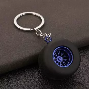 Wheel Hub Car Wheel Keychain INS Rubber Tire Key Holder Personality Bag Charms серый
