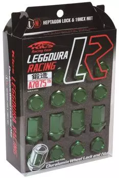 Wheel Lock Nut LEGGDURA RACING x Light Green KIC16E KYO-EI (Kyoei Sangyo) & [M12 P1.5]