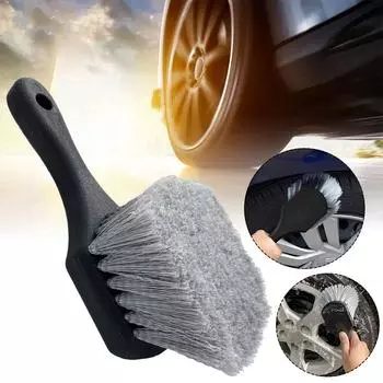 Wheel & Tire Brush for Car Rim, Short Handle Steel Wire Car Wash Brush, Cleans Tires & Releases Dirt and Road Grime N2K3
