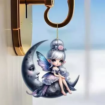 Whimsical Acrylic Green Fairy Car Accessory Cheerful Cartoon Theme For Vehicle Decor