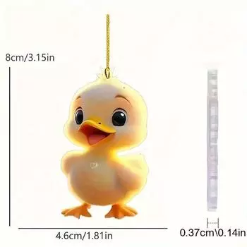 Whimsical Acrylic Yellow Duck Car Charm Fun Cartoon Hangable Decoration Cars For 1