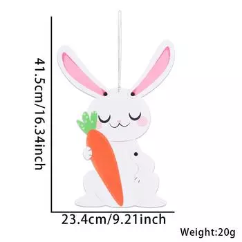 Whimsical And Charming Easter Bunny Hanging Decoration For Joyful Celebrations Carrot White Rabbit