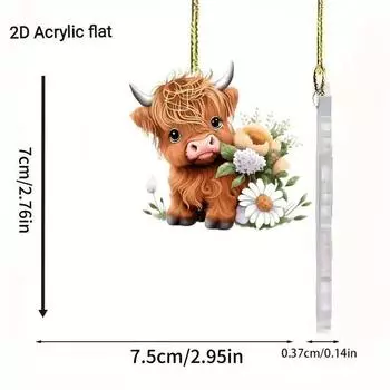 Whimsical Cow Acrylic Car Hanger Cute Keychain Perfect For Home Decoration