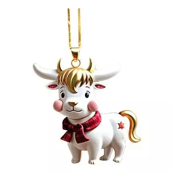 Whimsical Cow Acrylic Christmas Hanging Decoration For Interior Vehicle