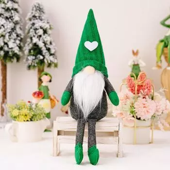 Whimsical Green Knitted Hanging Leg Doll Featuring Various Beard Colors For Holiday Fun Green Knit Hat Male