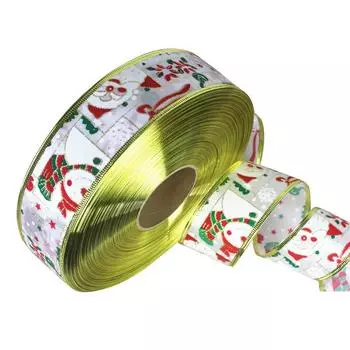 Whimsical Meter 2 Christmas Santa Snowman Fabric Ribbon For Enchanting Holiday Display Accents White Snowman Ribbon