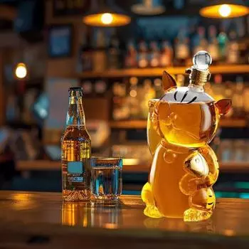 Whiskey Cat Bottle Decanter 1000ml Уникальный стеклянный графин для Whiskey Fun Bar