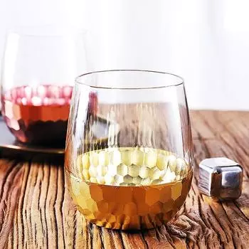 Whiskey Cup Tea Mug Tazas Glass Caneca Cup Transparent Golden Bottom Glass Crystal Cup Travel Mug Big Round MouthCup Set 1pc 300-600ML