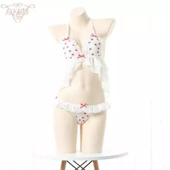 Шепот под луной Женское чистое желание Клубничная пижама с подвязками Чистая униформа Милый Мертвая библиотека Водная страсть Соблазнительный костюм из трех предметов average size